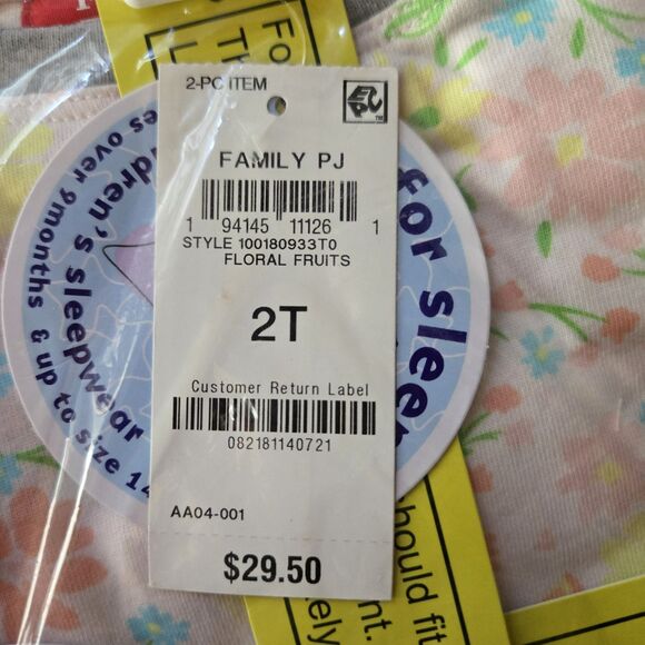 Macy's Family PJs Baby Girl Size 2T Floral 2 Piece Pajamas NWT - Picture 6 of 6